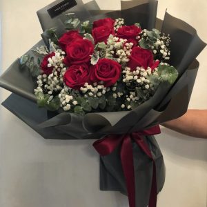 Romantic Red Rose & Baby's Breath Bouquet