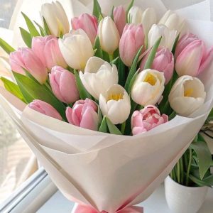 Spring Awakening Pink & White Tulip Bouquet