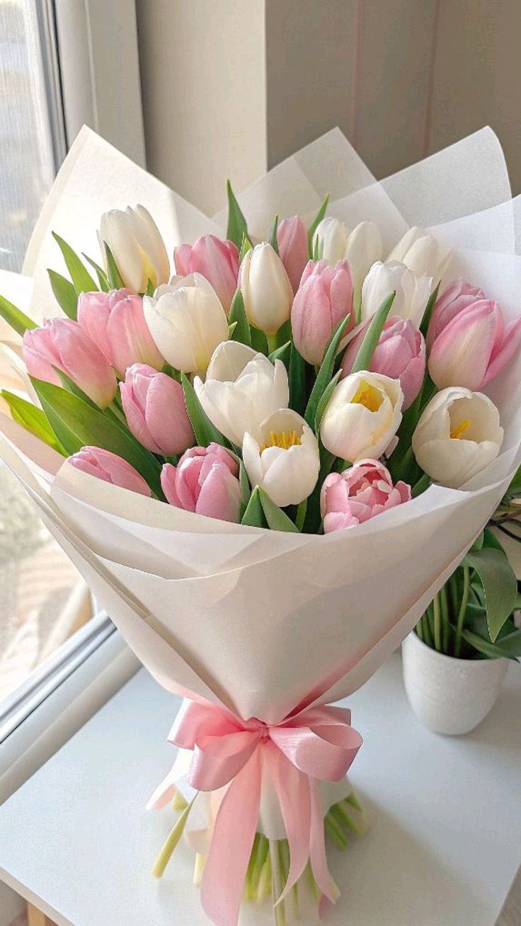 Spring Awakening Pink & White Tulip Bouquet