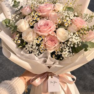 Gentle Whispers Pink Rose & Daisy Bouquet