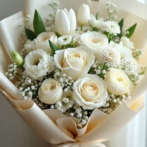 Creamy Elegance White Rose & Tulip Bouquet